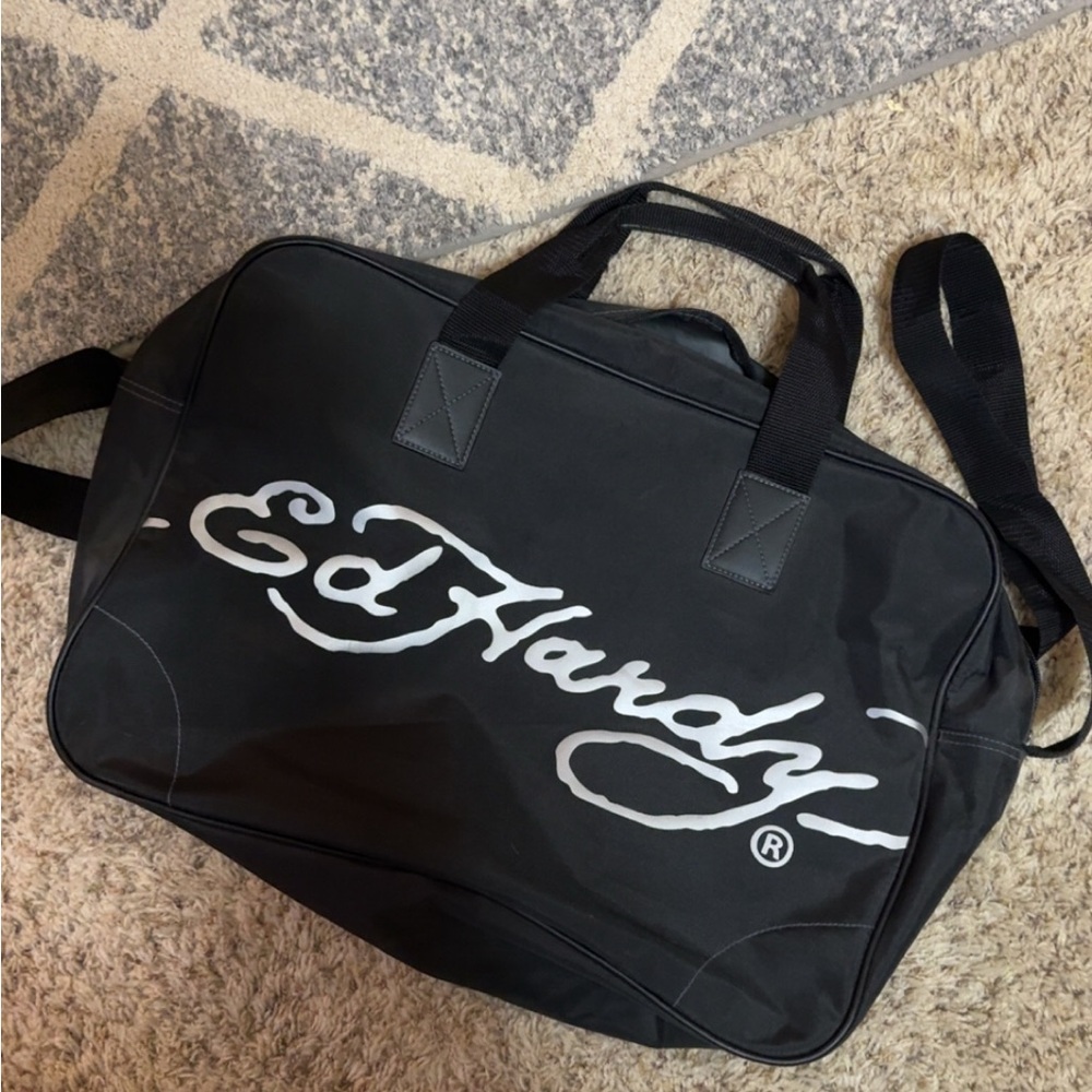 Ed Hardy Black Duffel Bag
